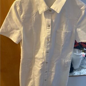 SER.O.YA White Denim Pearl Button Dress